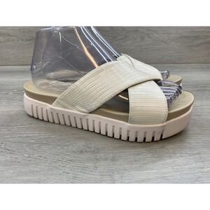 Ilse Jacobsen Women's White Textured Platform Sandals Criss Cross 38 US 8-8.5